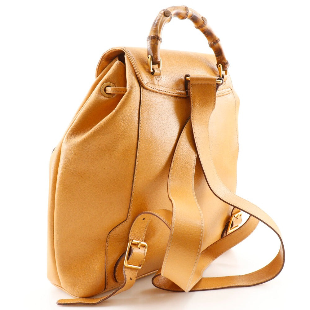Gucci Backpack 003.2058.0016 Calfskin Yellow Bamboo Backpack Women