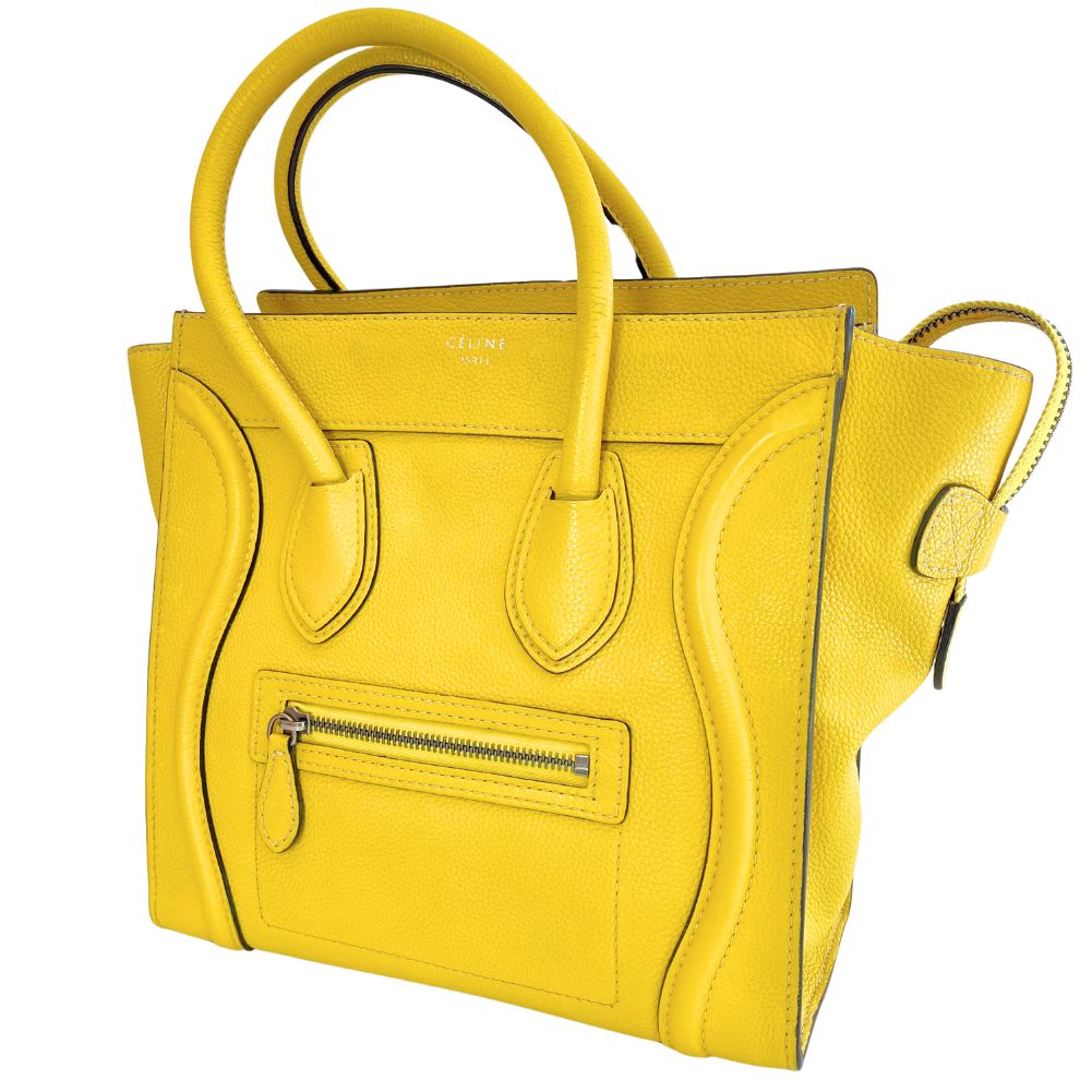 Celine Handbag 167793 Leather Yellow Micro Shopper Luggage Women