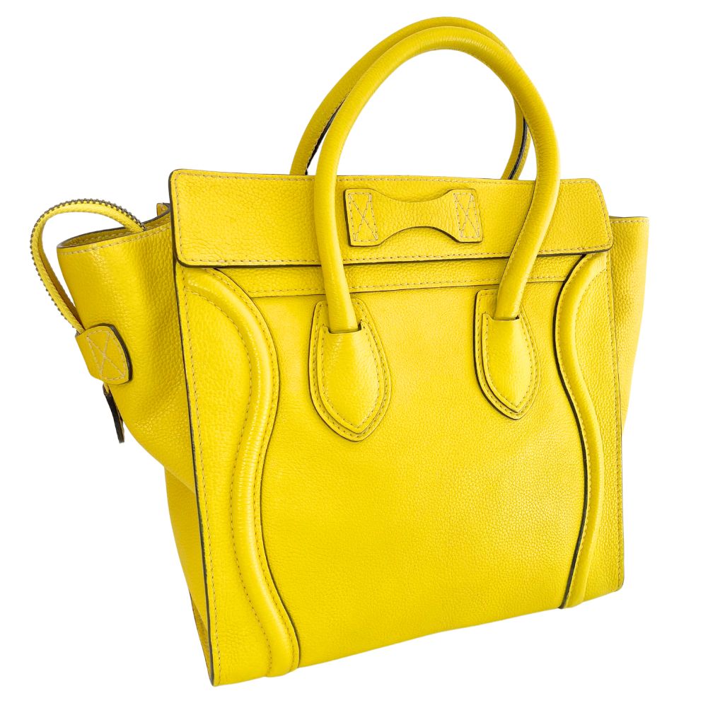 Celine Handbag 167793 Leather Yellow Micro Shopper Luggage Women