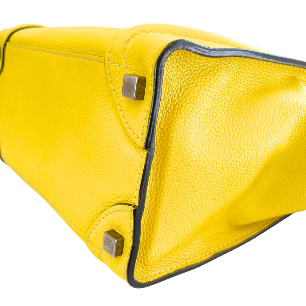 Celine Handbag 167793 Leather Yellow Micro Shopper Luggage Women