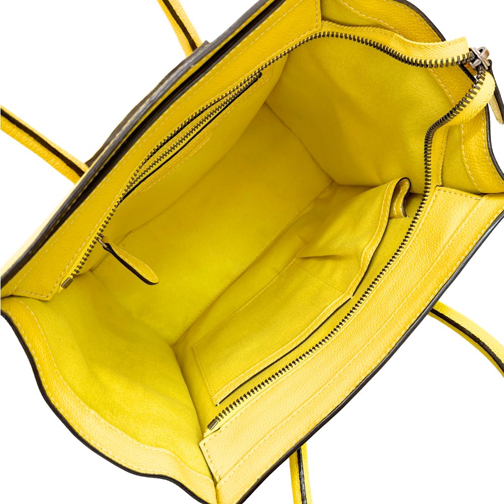 Celine Handbag 167793 Leather Yellow Micro Shopper Luggage Women
