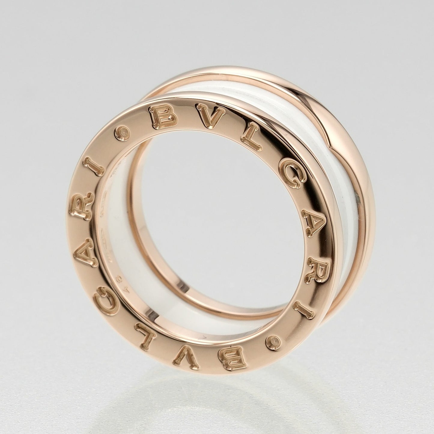 Bvlgari Ring K18 Pink Gold, Ceramic Gold Fine Jewelry Be Zero One Women Secondhand