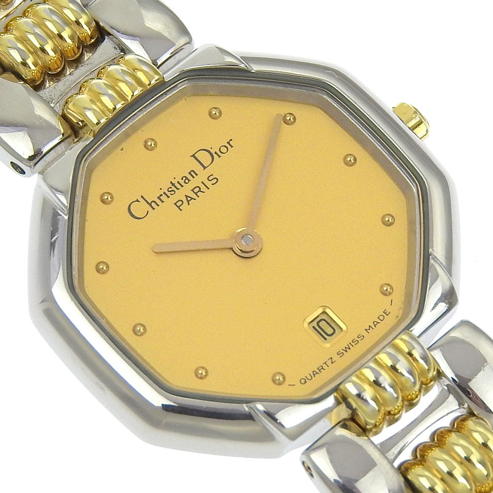Christian Dior Watches Quartz D48-203 Stainless Steel , Plated Gold Gold Date Swing Octagon Gold