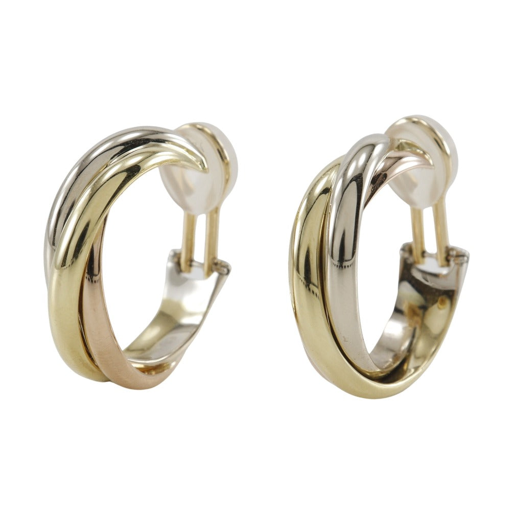 Cartier Earring K18 Gold (Ygxpgxwg) Gold Loop Three Color Trinity Women