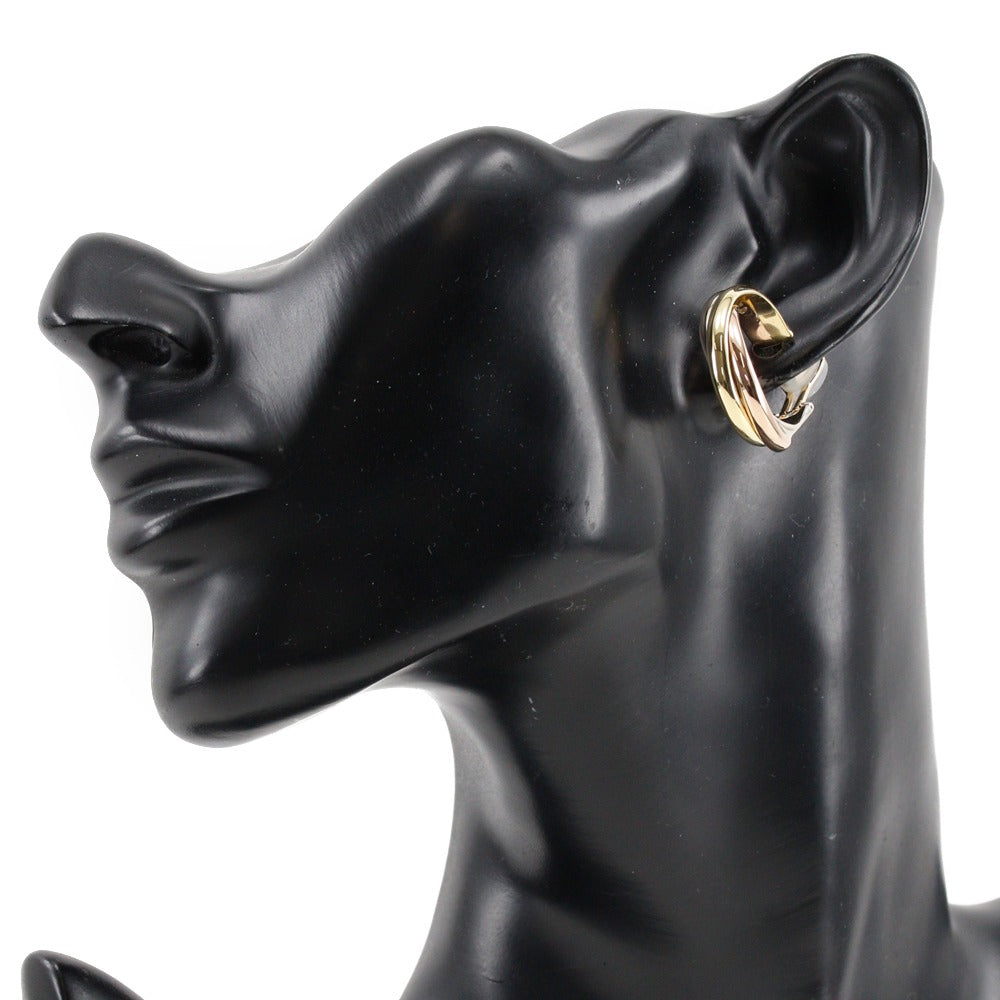 Cartier Earring K18 Gold (Ygxpgxwg) Gold Loop Three Color Trinity Women