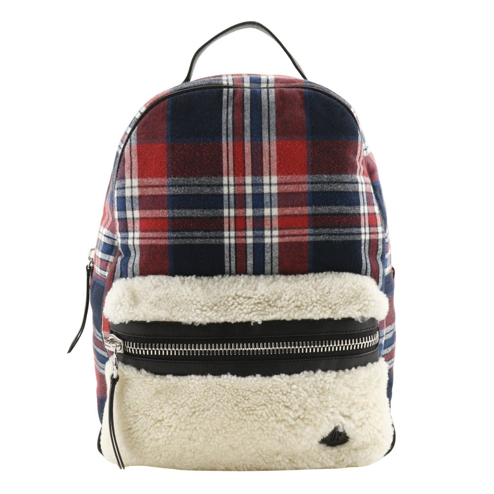 Moncler Backpack Cotton, Wool, Nylon Red Check Pattern New George Zaino Backpack Women