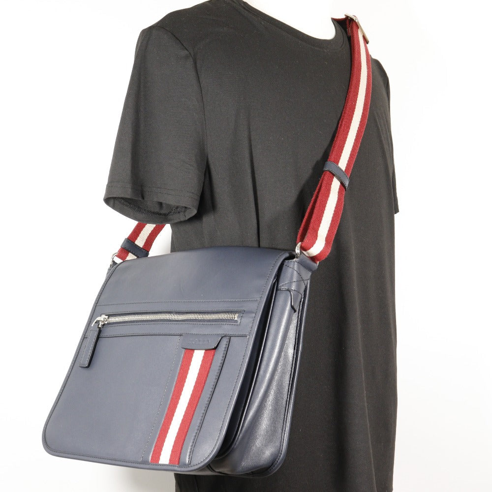 Bally Shoulder Bag Calfskin Navy Trainspotting Mens