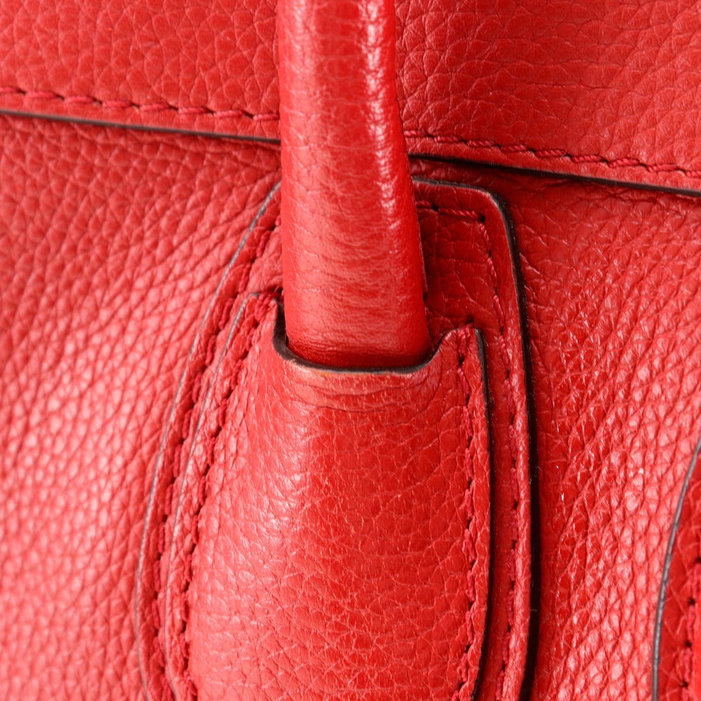 Celine Handbag Leather Red Luggage Micro Shopper Women
