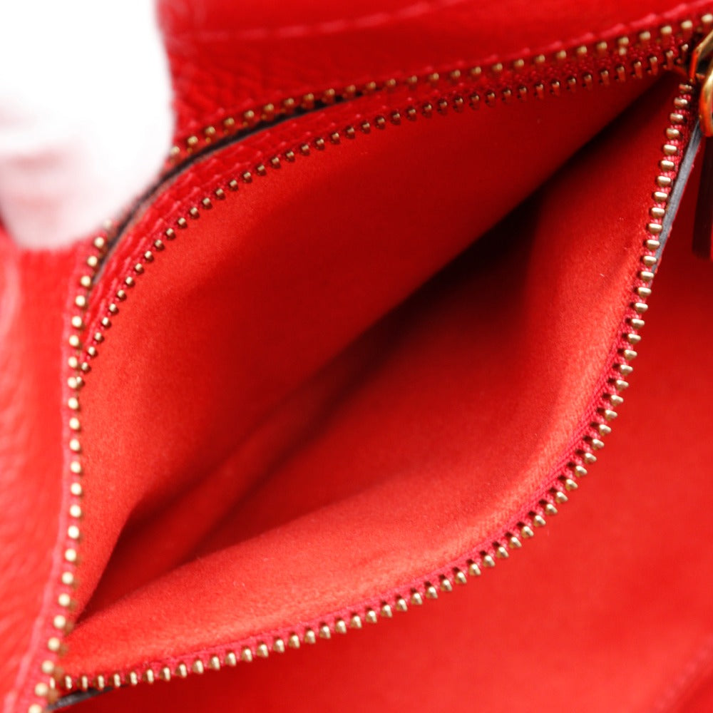 Celine Handbag Leather Red Luggage Micro Shopper Women