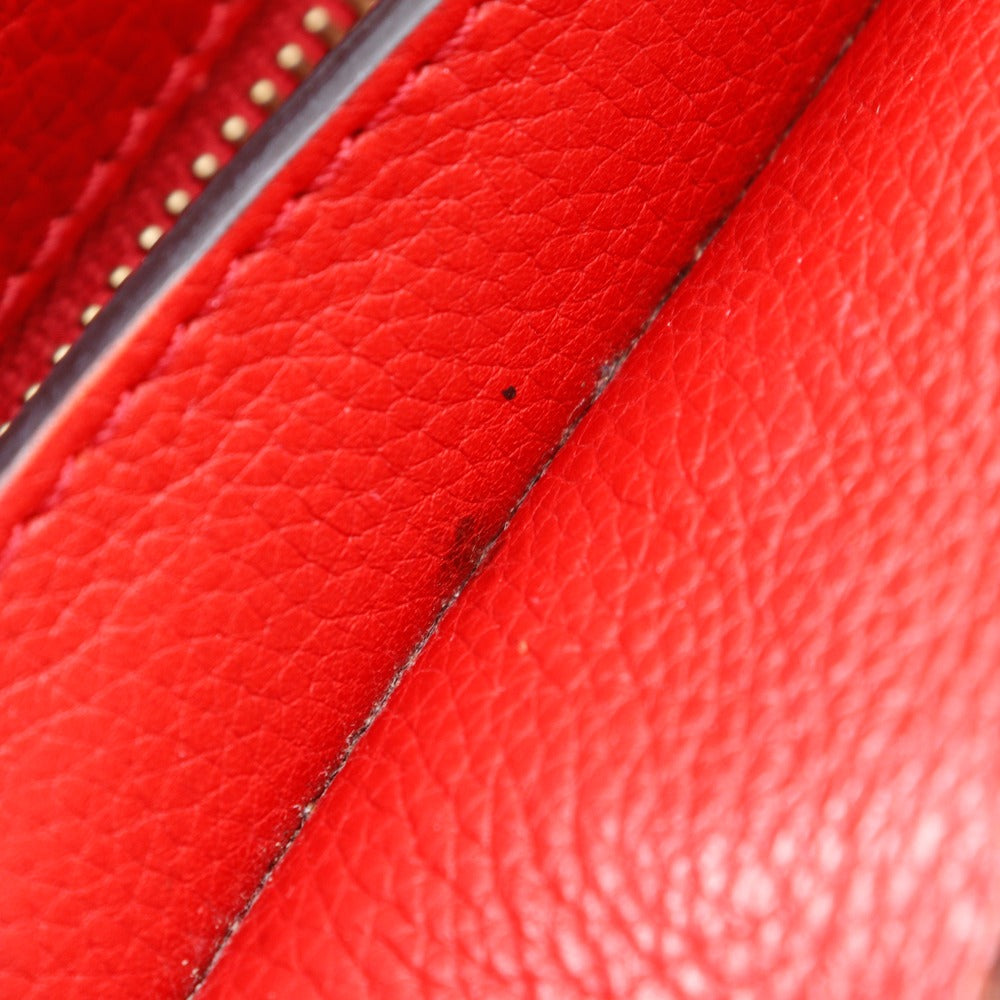 Celine Handbag Leather Red Luggage Micro Shopper Women