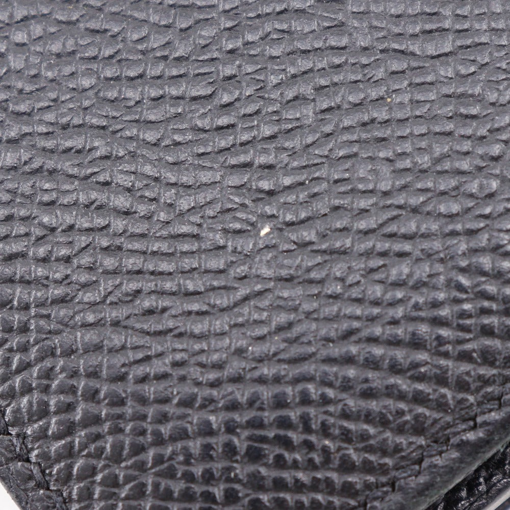 Hermes Long Wallet Purse Courchevel Black/Silver Metal Bean Unisex(Unisex)