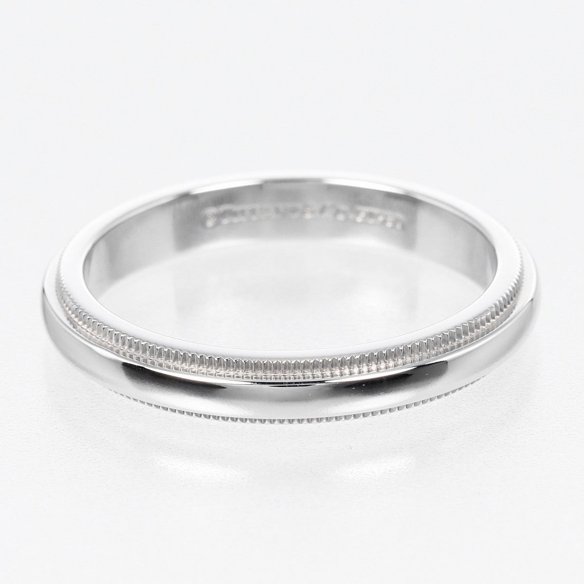Tiffany&Co. Ring Pt950Platinum Silver 0.1" Model Gathered Milgrain Women