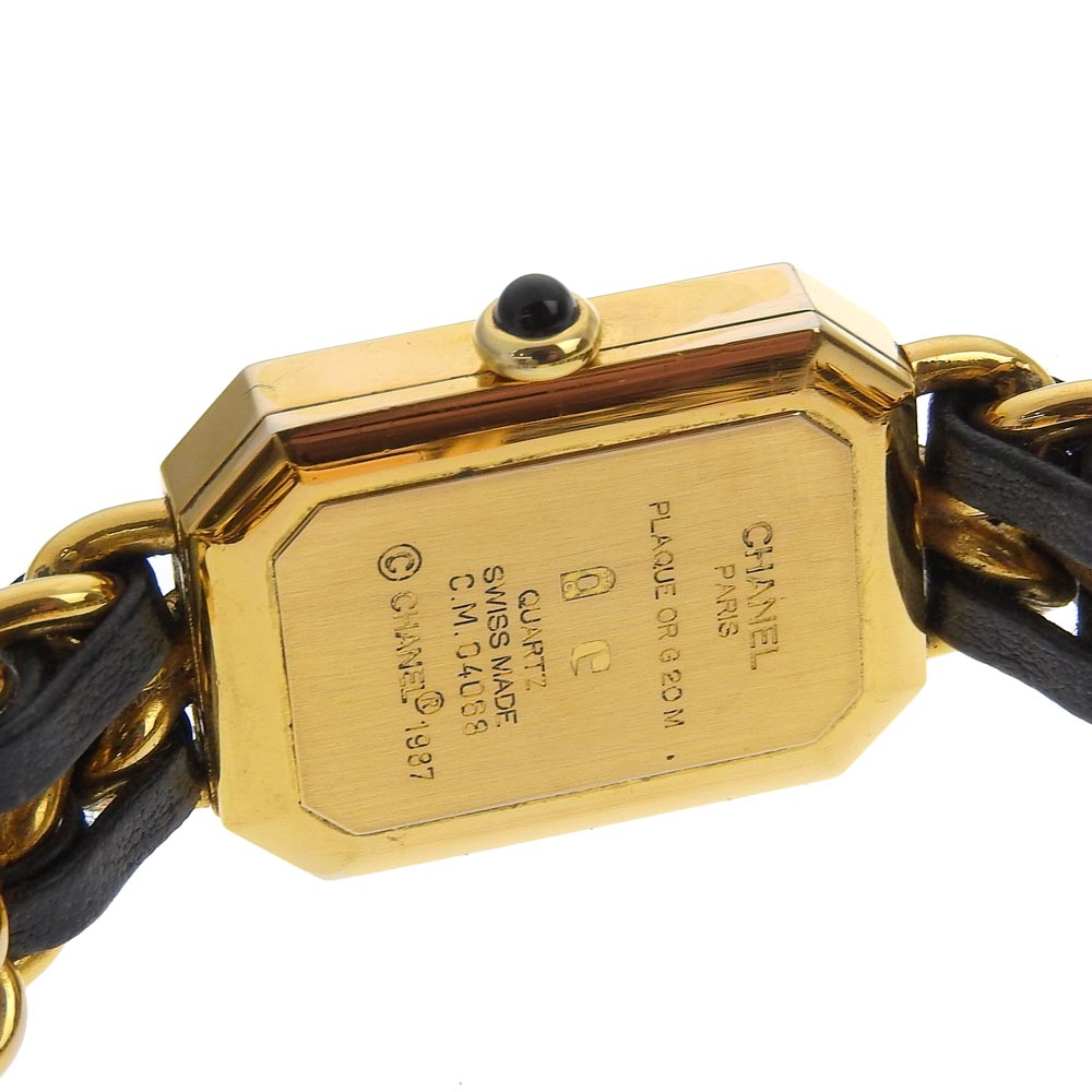Chanel Watches Quartz Plated Gold , Leather Black Premiere L Black Dial Women