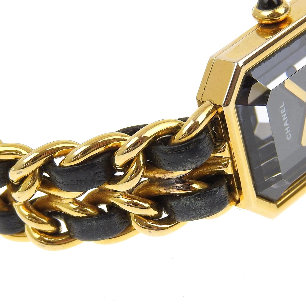 Chanel Watches Quartz Plated Gold , Leather Black Premiere L Black Dial Women