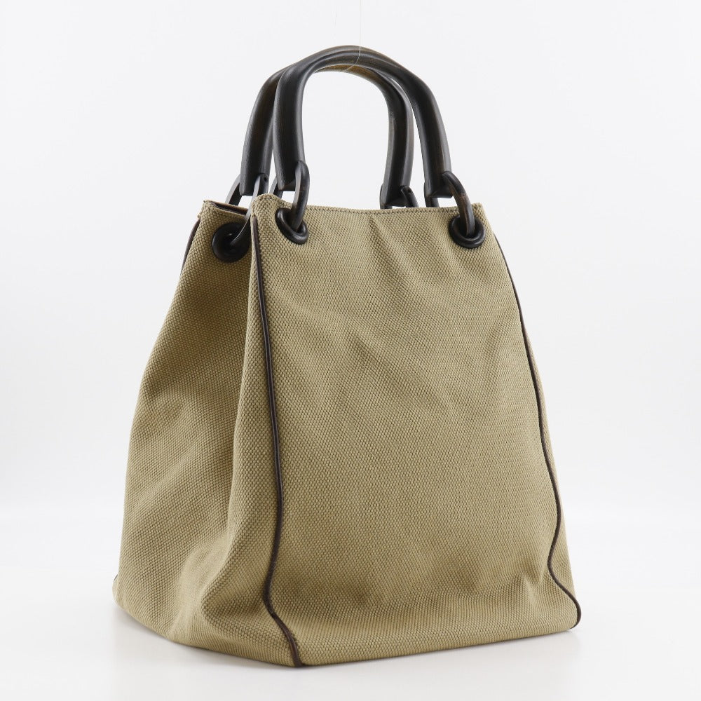 Gucci Handbag 106493 Canvas Beige Wood Handle Women