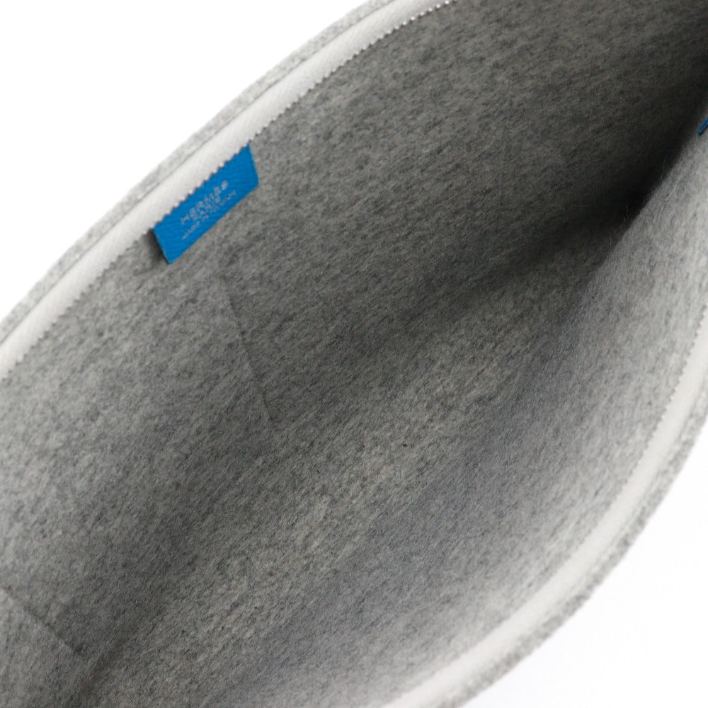 Hermes Clutch Bag Felt, Epsom Blue / Gray Too Doo 37 Unisex(Unisex)