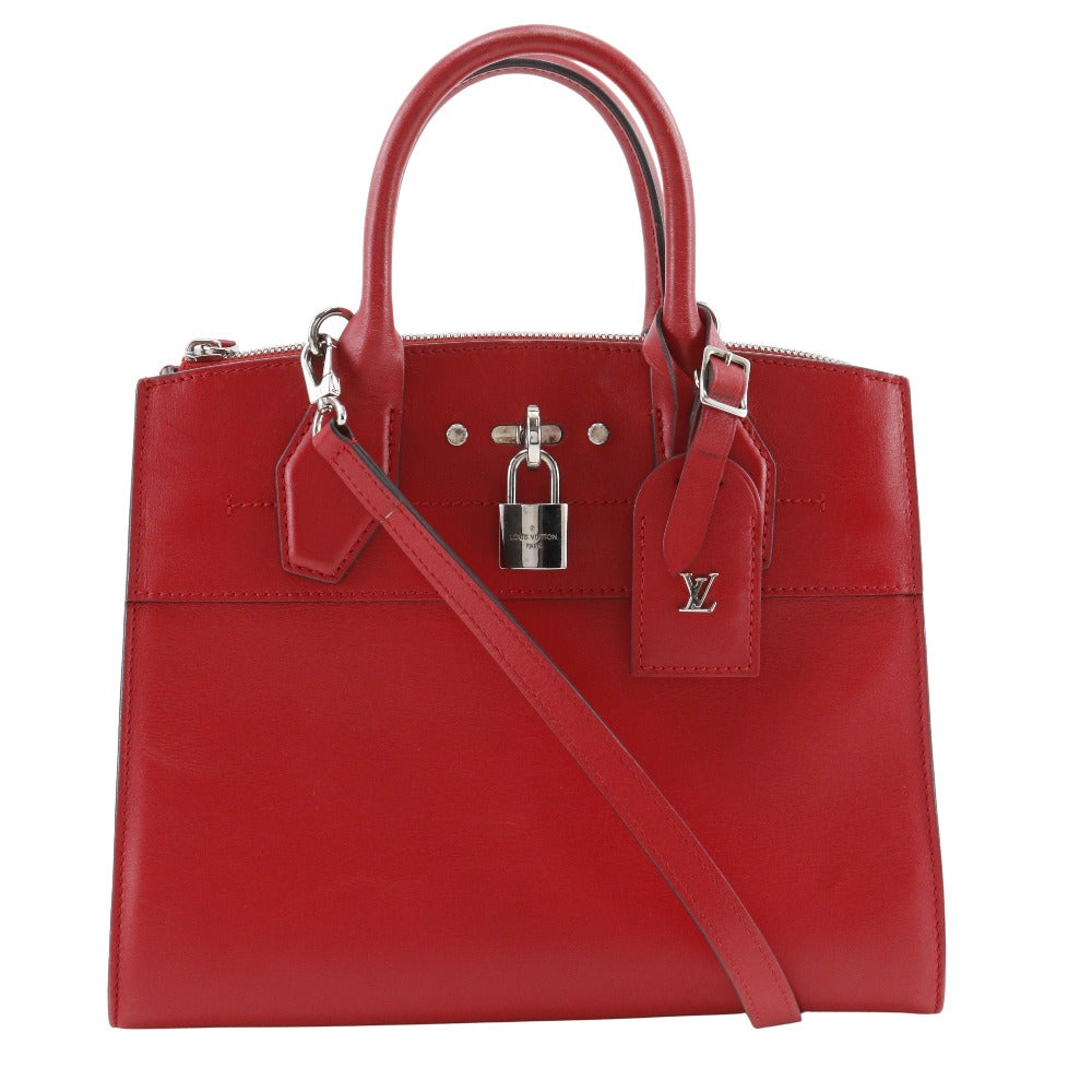Louis Vuitton Handbag M51030 Calfskin Red 2Wayshoulder City Steamer Pm Women