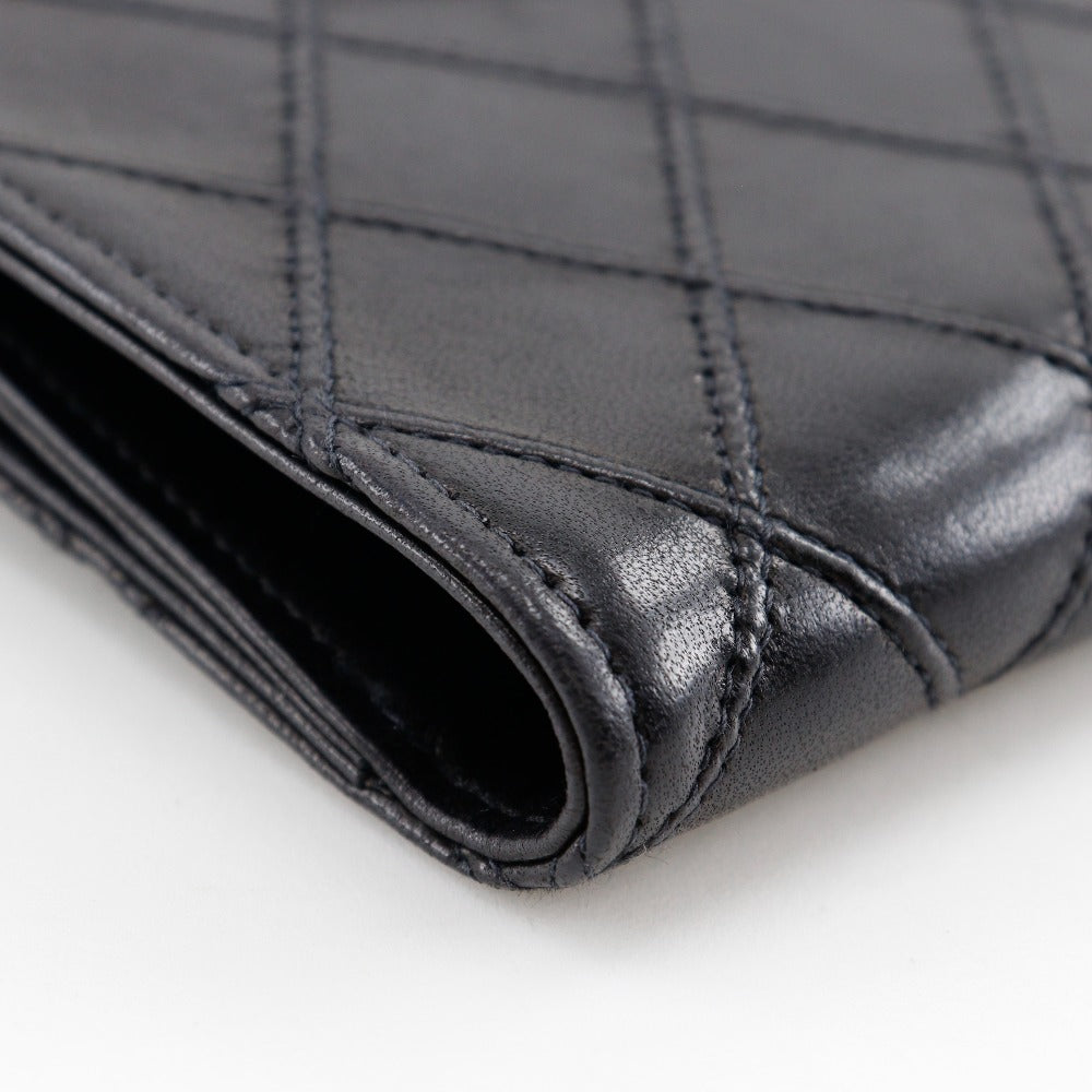 Chanel Bifold Wallet Lambskin Black Vintage W Hook Wallet Coco Mark Bicolole Women