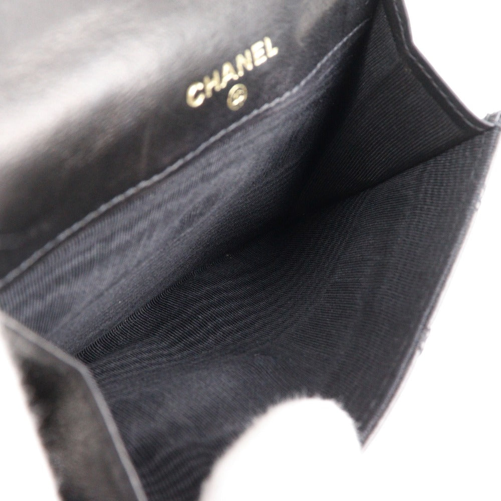 Chanel Bifold Wallet Lambskin Black Vintage W Hook Wallet Coco Mark Bicolole Women
