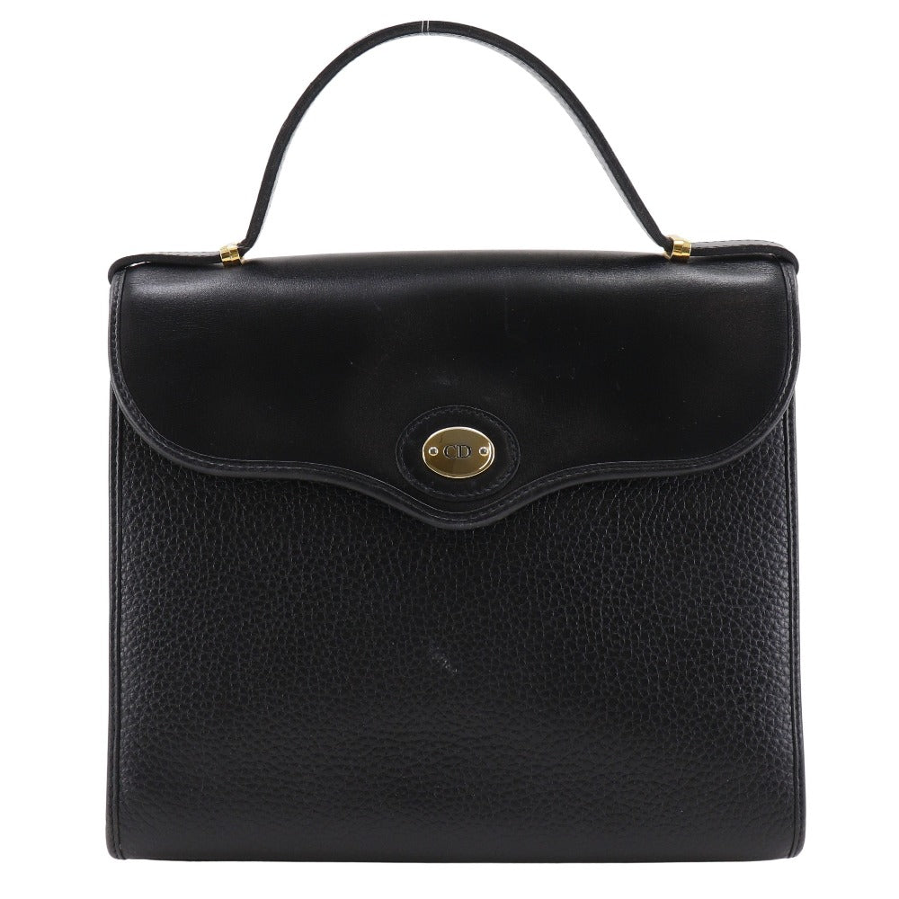 Christian Dior Handbag Calfskin Black One Handle Vintage Cd Logo Women