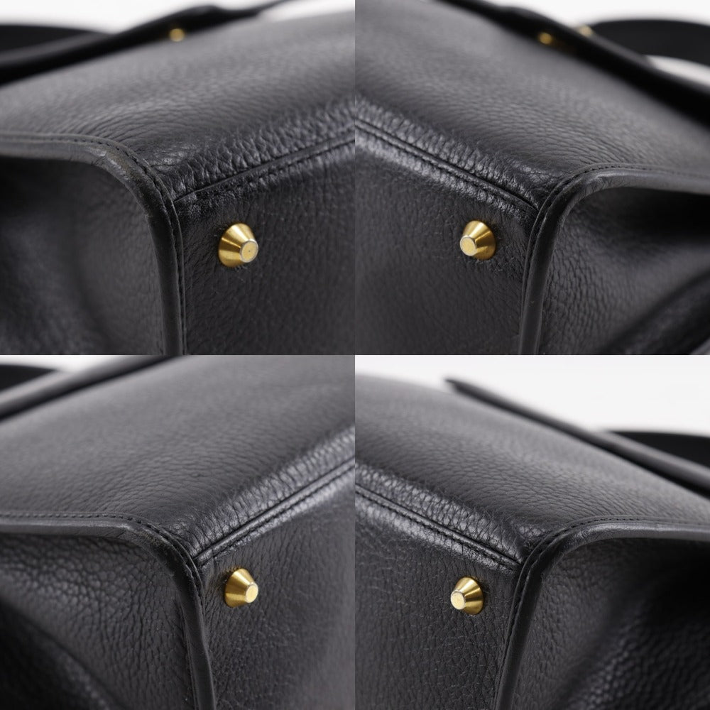 Christian Dior Handbag Calfskin Black One Handle Vintage Cd Logo Women