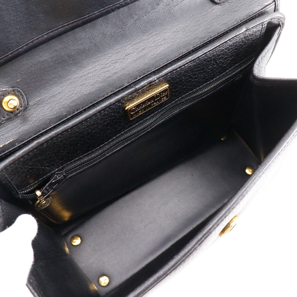 Christian Dior Handbag Calfskin Black One Handle Vintage Cd Logo Women