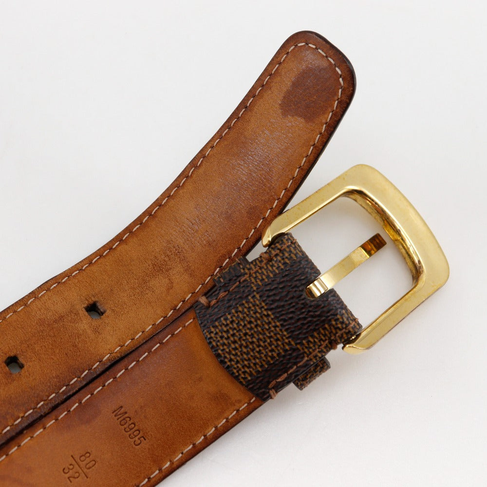 Louis Vuitton Belt M6995 Damier Canvas Brown Santur Ellipse Mens 80
