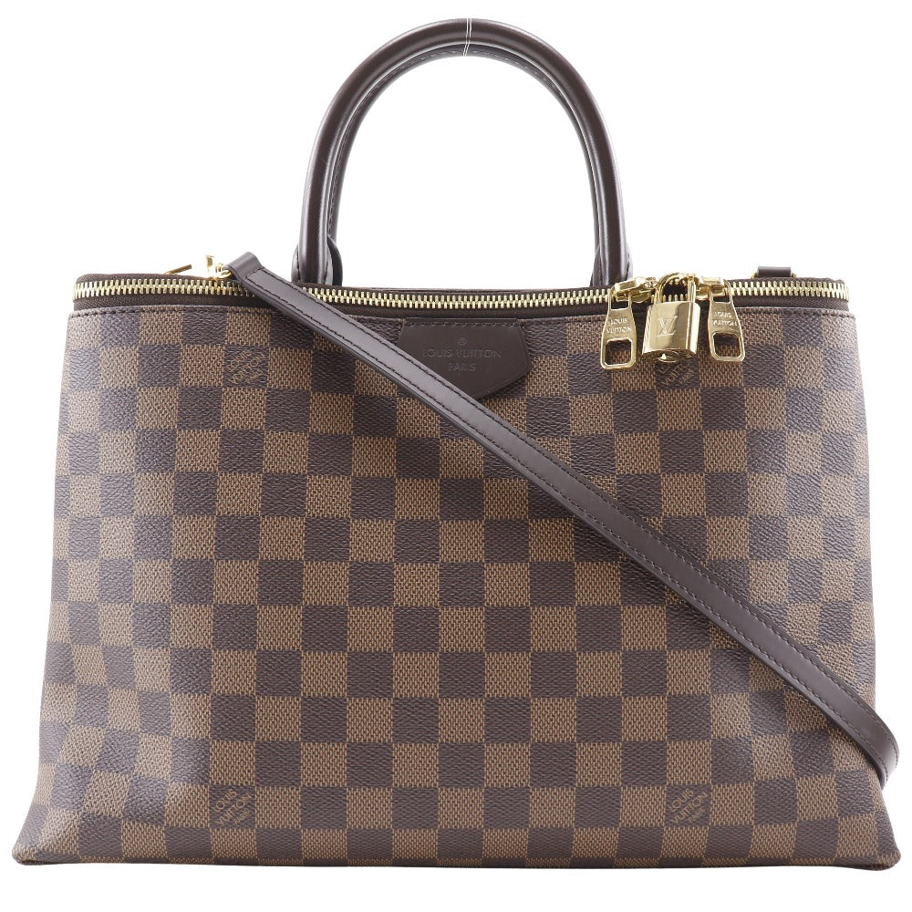 Louis Vuitton Handbag N41582 Damier Canvas Brown 2Wayshoulder Brompton Women