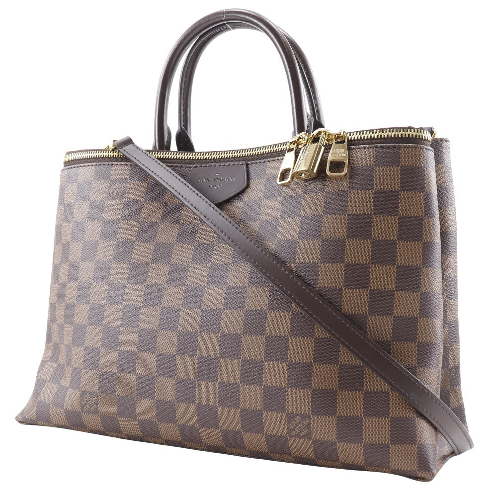 Louis Vuitton Handbag N41582 Damier Canvas Brown 2Wayshoulder Brompton Women