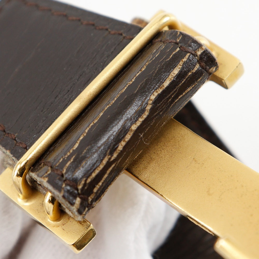 Hermes Belt Leather, Plated Gold Brown / Beige Reversible Vintage H Belt Mens