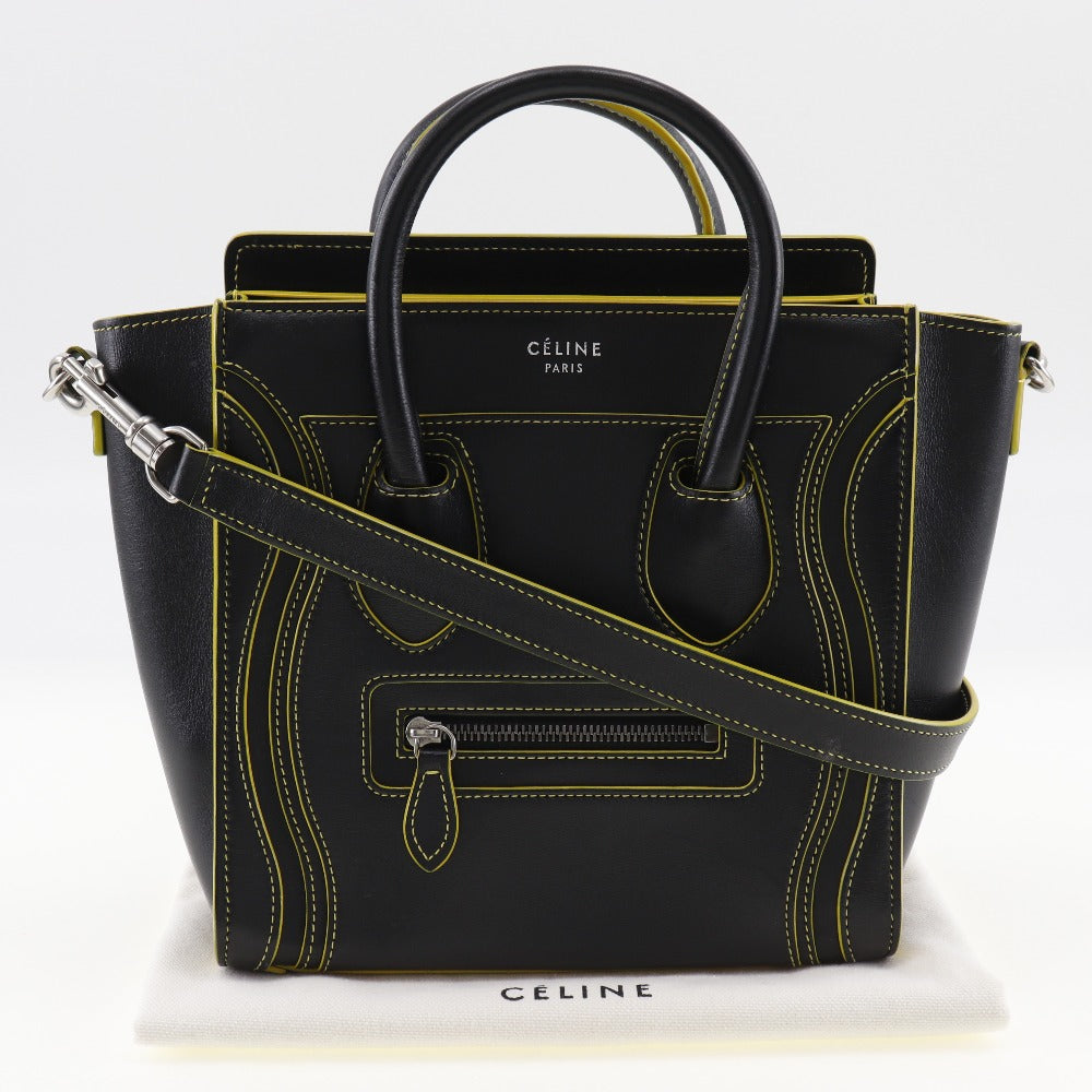 Celine Handbag Calfskin Black Luggage Nano Shopper Women