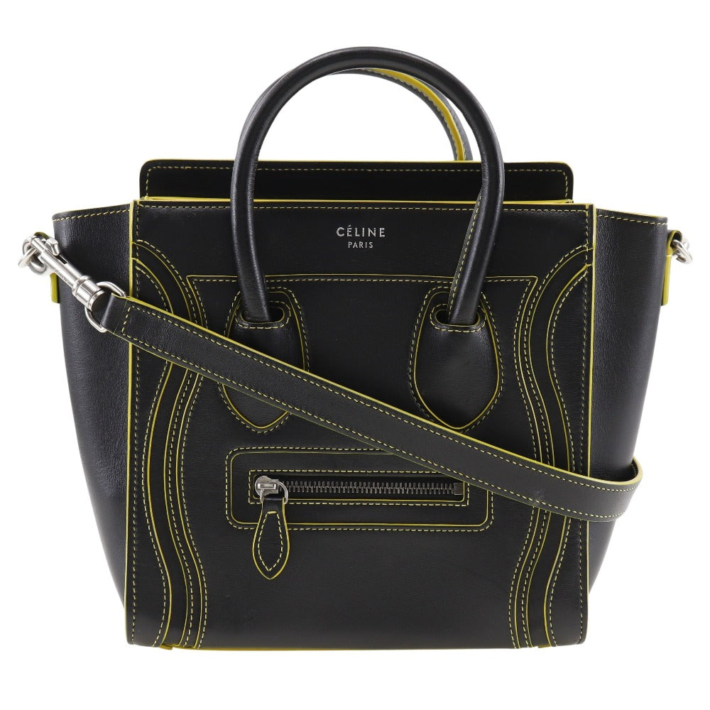 Celine Handbag Calfskin Black Luggage Nano Shopper Women