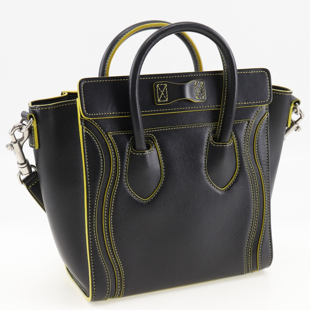 Celine Handbag Calfskin Black Luggage Nano Shopper Women