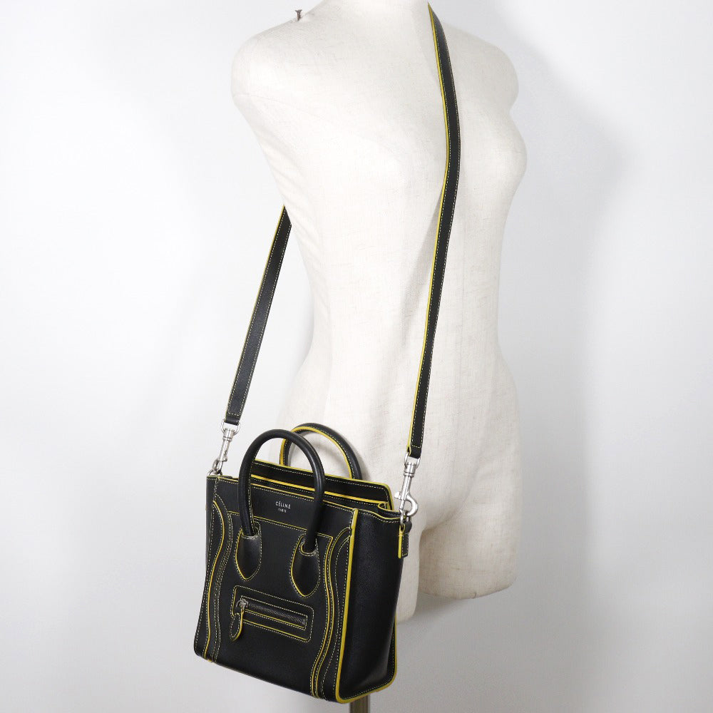 Celine Handbag Calfskin Black Luggage Nano Shopper Women