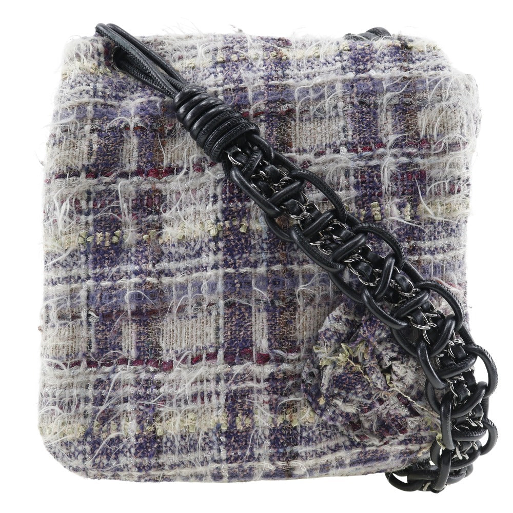 Chanel Shoulder Bag Tweed Purple Women