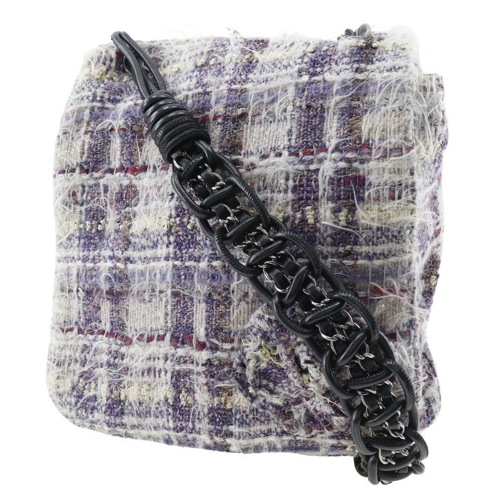 Chanel Shoulder Bag Tweed Purple Women