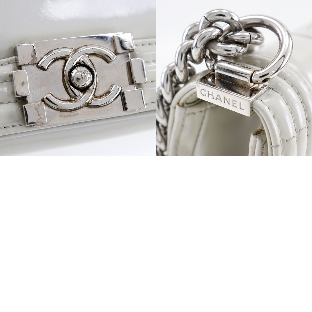 Chanel Shoulder Bag Enamel White Boy Chanel Chainshoulder Women