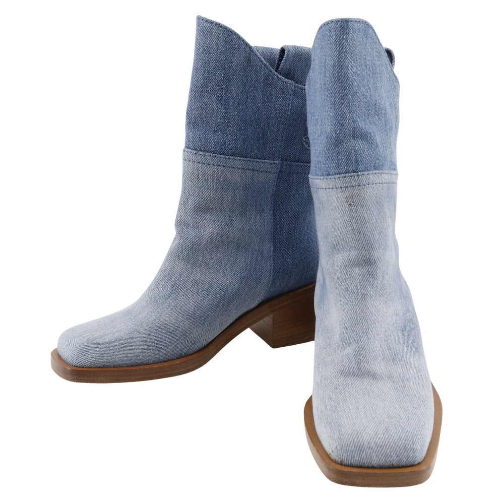 Chanel Boots G30181 Denim Blue Short Boots Women 35C