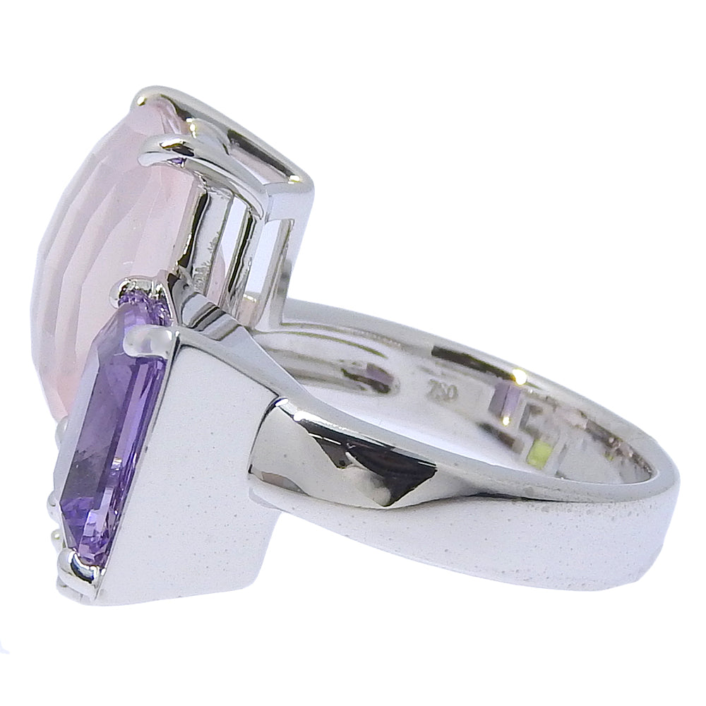 Tasaki Ring K18 White Gold, Amethyst, Rose Quartz/Peridot Silver Relaxed And Elegant Women