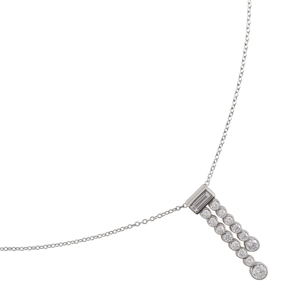 Tiffany&Co. Necklace Pt950Platinum, Diamond Silver Jazz Double Drop Women