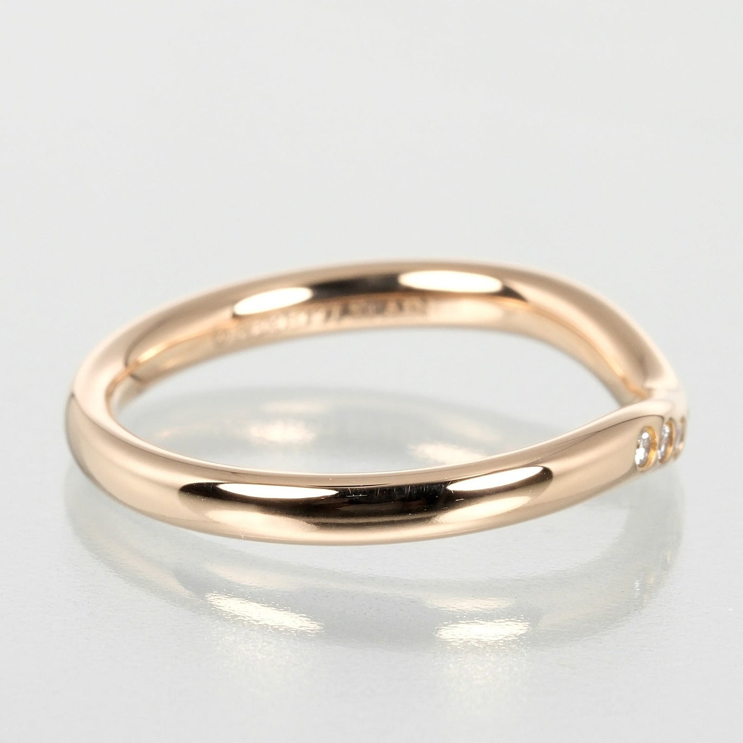 Tiffany&Co. Ring K18 Pink Gold, 9P Diamonds Gold Curved Band Women
