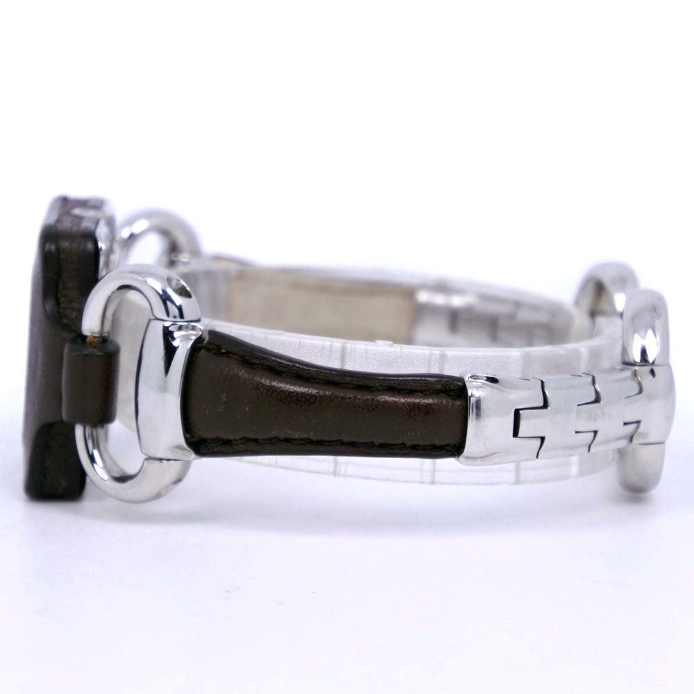 Gucci Watches Quartz Ya130.5 Stainless Steel , Leather Silver Square Face Brown Dial Mens