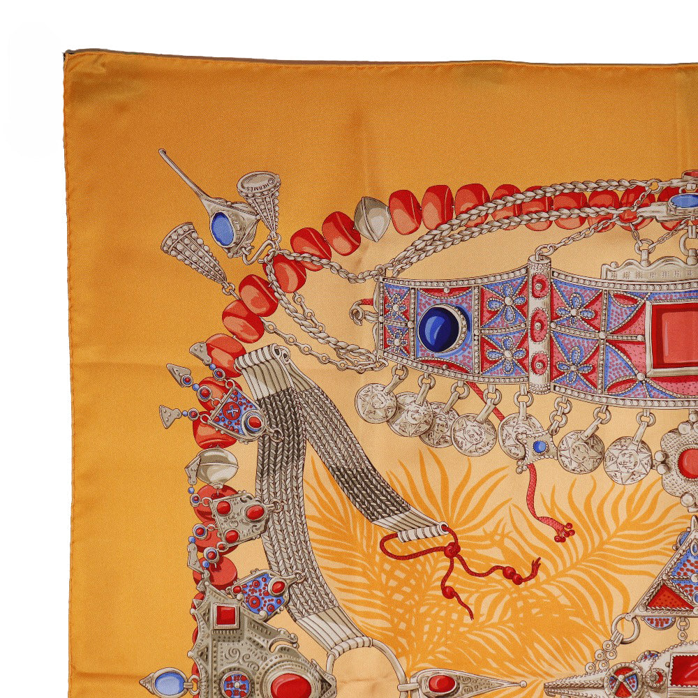Hermes Scarf Silk Orange Terres Precieuses Carre90 Women