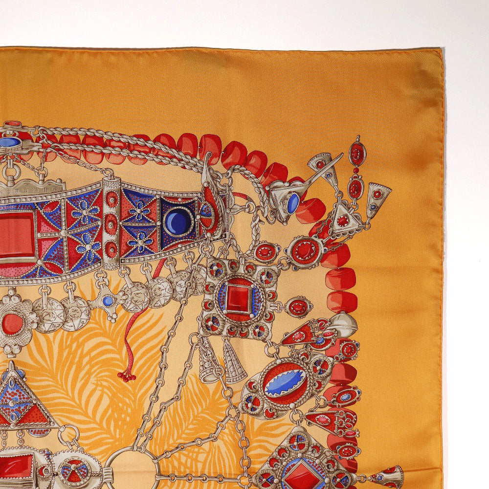 Hermes Scarf Silk Orange Terres Precieuses Carre90 Women