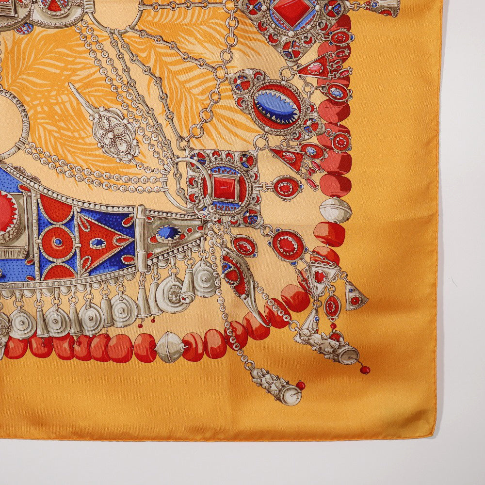 Hermes Scarf Silk Orange Terres Precieuses Carre90 Women
