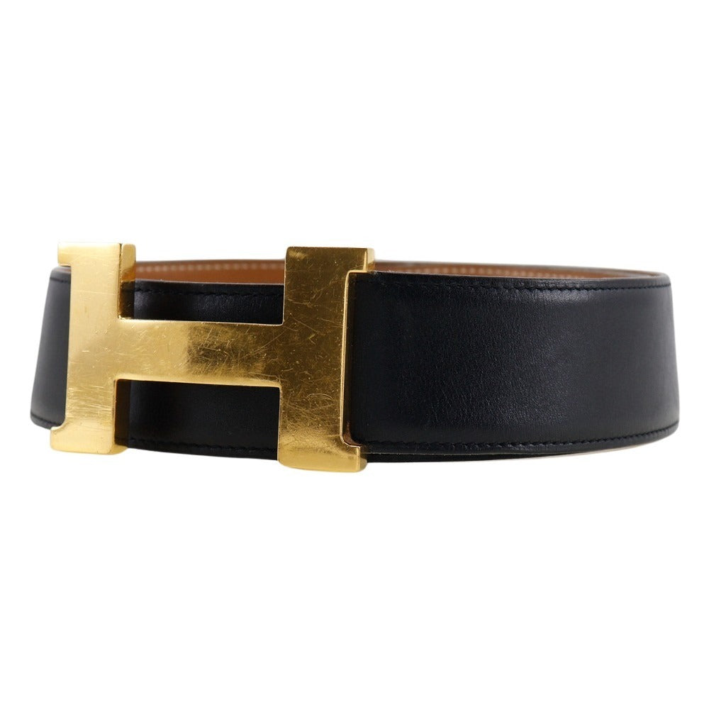 Hermes Belt Calfskin Black H Belt Unisex(Unisex) 72