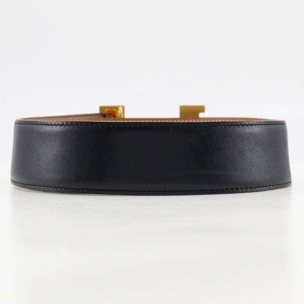Hermes Belt Calfskin Black H Belt Unisex(Unisex) 72
