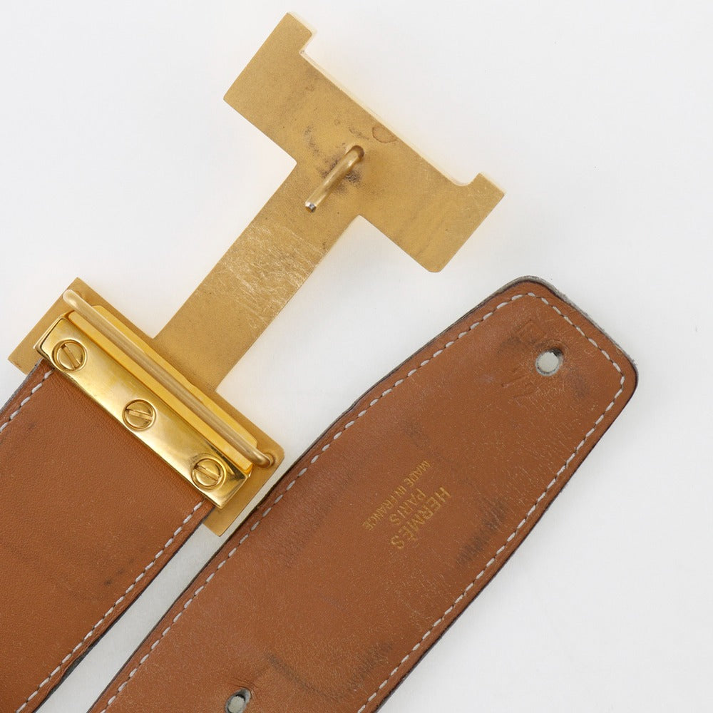 Hermes Belt Calfskin Black H Belt Unisex(Unisex) 72