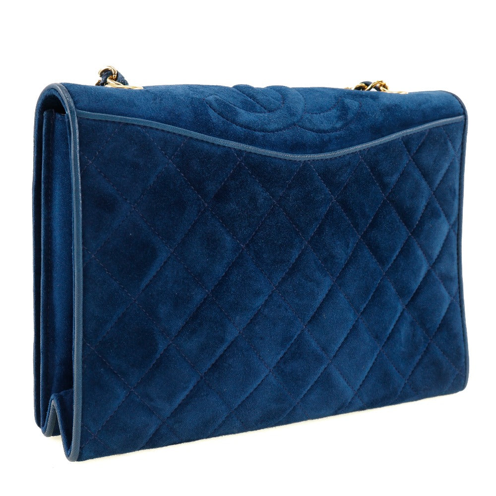 Chanel Shoulder Bag Suede Deep Blue Chainshoulder Women