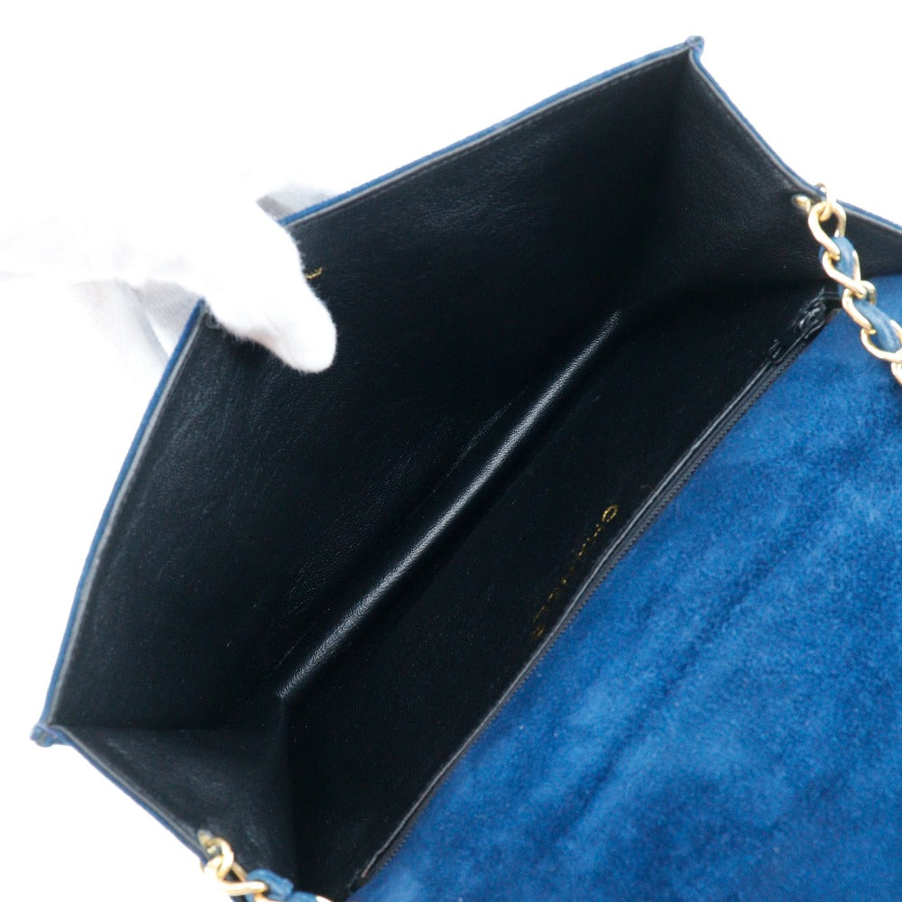 Chanel Shoulder Bag Suede Deep Blue Chainshoulder Women